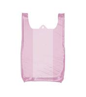 Pink plastic bag isolated on white background photo