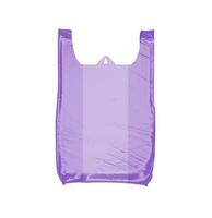 Violet plastic bag isolated on white background photo