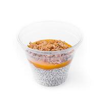 chia pudín con mango y Granola foto