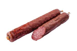 Italian salami sausage isolated on white background photo