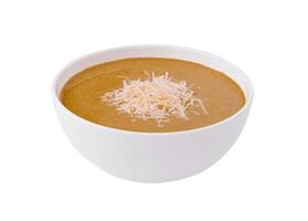 Pumpkin cream soup with cheese photo