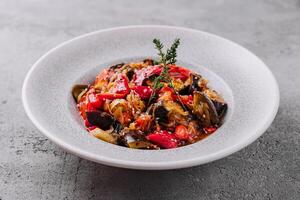 A plate of grilled vegetables on plate photo