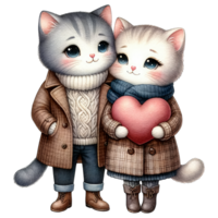 ai generado acuarela linda encantador Pareja gato clipart ai generativo png