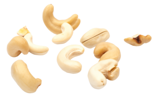 AI generated Falling cashew nuts on a transparent background png