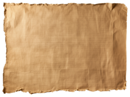 ai generado antiguo sábana de papiro en un detallado formar en un transparente antecedentes png