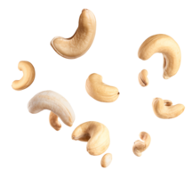 AI generated Falling cashew nuts on a transparent background png