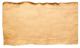 AI generated Old sheet of papyrus in a detailed form on a transparent background png