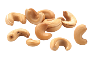 AI generated Falling cashew nuts on a transparent background png