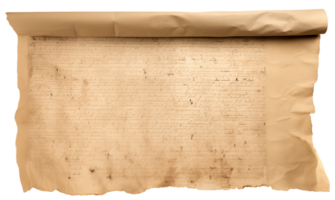 AI generated Old sheet of papyrus in a detailed form on a transparent background png