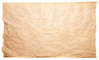 AI generated Old sheet of papyrus in a detailed form on a transparent background png