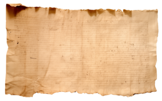 AI generated Old sheet of papyrus in a detailed form on a transparent background png