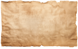 AI generated Old sheet of papyrus in a detailed form on a transparent background png