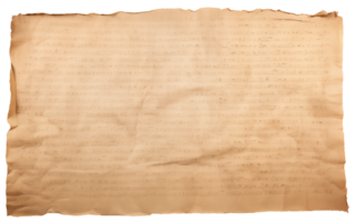 AI generated Old sheet of papyrus in a detailed form on a transparent background png