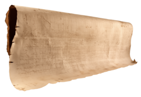 AI generated Old sheet of papyrus in a detailed form on a transparent background png