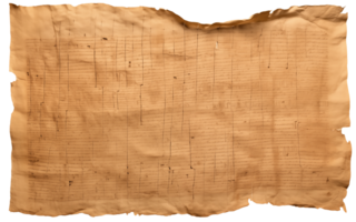 ai gerado velho Folha do papiro dentro uma detalhado Formato em uma transparente fundo png