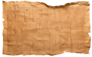 ai généré vieux feuille de papyrus dans une détaillé forme sur une transparent Contexte png