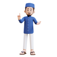 3D Characters of Muslim Man talking and explaining pose perfect for banner, web dan marketing material png