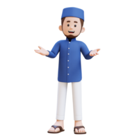 3D Characters of Muslim Man talking and explaining pose perfect for banner, web dan marketing material png