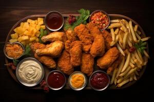 AI generated Platter Perfection Hyper-Realistic Chicken Tender Feast photo