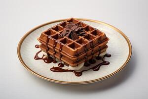 AI generated Genuine Temptation Hyper-Real Chocolate Waffle Plate photo