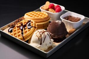 AI generated Sweet Customization Waffle Ice Cream Sandwiches for Indulgence photo