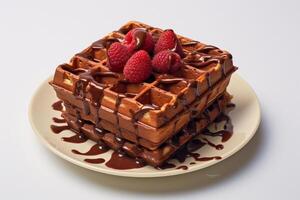 AI generated Visual Indulgence Hyper-Realistic Chocolate Waffle Portrait photo