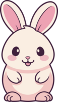 ai généré mignonne blanc lapin dessin animé illustration dans transparent Contexte png