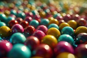 AI generated a field of shiny easter eggs that looks like a field of colorful balls photo