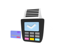 3D illustration of an EDC machine printing receipts using credit payment methods. payment installments. financial technology. 3d render concept png