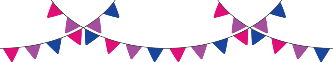 Pink, purple, and blue colored party bunting, as the colors of the bisexual flag. LGBTQI concept. Flat design illustration. png