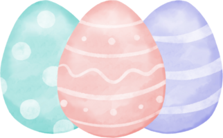 Cute pastel colored Easter egg. Hand drawn watercolor illustration. png