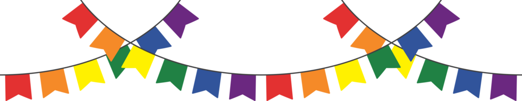 Rainbow colored party bunting. LGBTQI concept. Flat design illustration. png