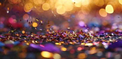 AI generated colorful confetti falling on the ground photo