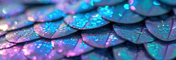 AI generated colorful blue shiny rainbow coloured scales background photo