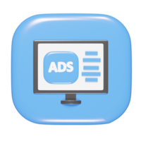 Ads icon 3d render png