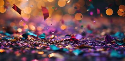AI generated colorful confetti falling on the ground photo