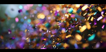 AI generated colorful confetti falling on the ground photo