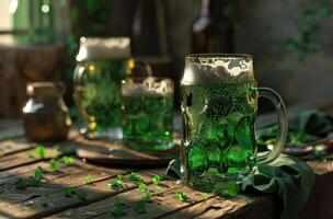 AI generated st patrick's day irish beer. photo