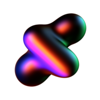 3d fluido holográfico iridiscente formas, resumen vistoso brillante líquido amorfo arco iris burbujas, fluorescente camaleón degradado elementos de varios formularios 3d prestar. Pro png