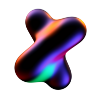 3d Fluid holographic iridescent shapes, abstract colorful bright liquid amorphous rainbow bubbles, fluorescent chameleon gradient elements of various forms. 3d render. pro png