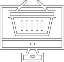 icono de vector de cesta de compras en línea