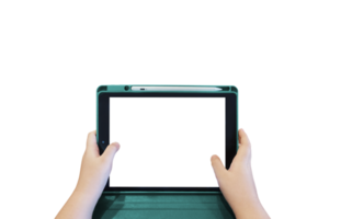 Boy's hand holding a tablet PNG transparent