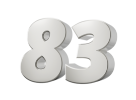 3d Shiny Silver Number 83 Eighty Three 3d Silver Number  3d illustration png