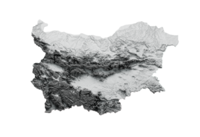 Bulgaria Map Shaded relief Color Height map 3d illustration png