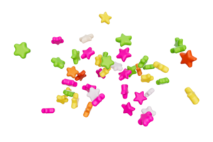 chispitas de colores en forma de pastel de estrellas ilustración 3d png