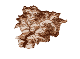 karte von andorra im alten stil, braune grafiken im retro-stil vintage-stil. hochdetaillierte 3D-Darstellung png