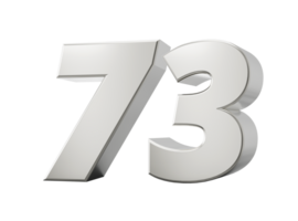 Silver 3d numbers 73 Seventy Three . 3d illustration png