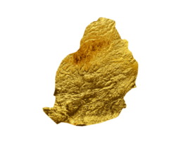 Mauritius Map Golden metal Color Height map 3d illustration png