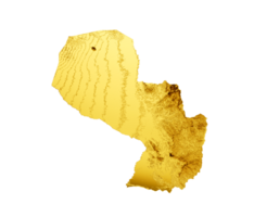 Paraguay Karte golden Metall Farbe Höhe Karte 3d Illustration png