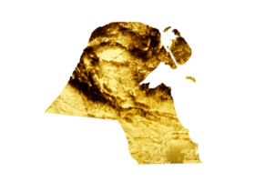 Kuwait Karte golden Metall Farbe Höhe Karte 3d Illustration png
